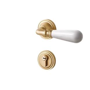 法式卧室门锁中古复古风室内家用门把手大理石磁吸静音分体锁