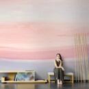 渐变色全屋粉色系类壁纸背景墙卧室家用墙布钉制壁画布ins风简约