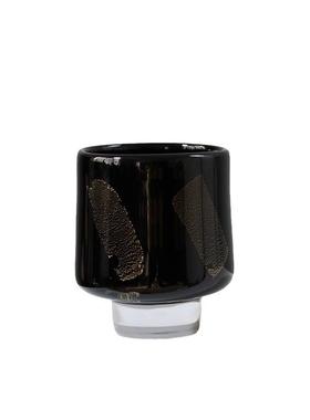 现代简约创意高脚金箔手工琉璃花瓶会议室洽谈桌花艺软装饰品摆件