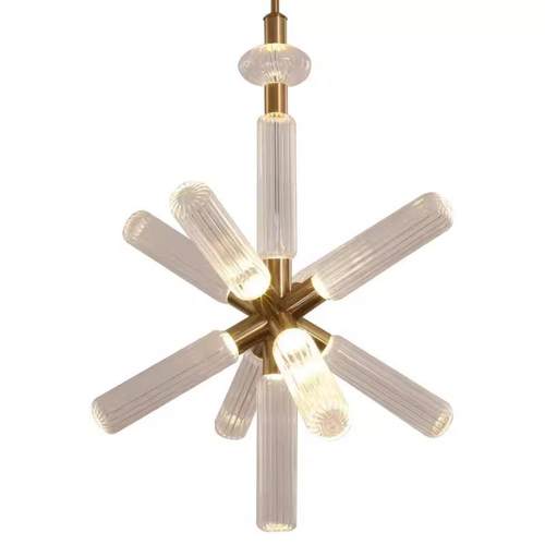 北欧现代轻奢别墅客厅大吊灯楼梯餐厅样板房酒店工程玻璃棒床头灯