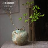 创意复古陶瓷花瓶摆件纯手工粗糙做旧花器陶罐插花侘寂风禅意花盆