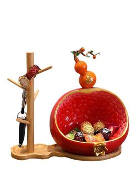 石榴多子多福钥匙收纳架葫芦收纳摆件玄关实用装饰品进入口放锁匙