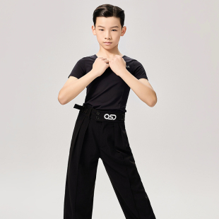 OSD舞服男生男童拉丁舞服练习裤子夏季速干短袖训练考级短袖套装