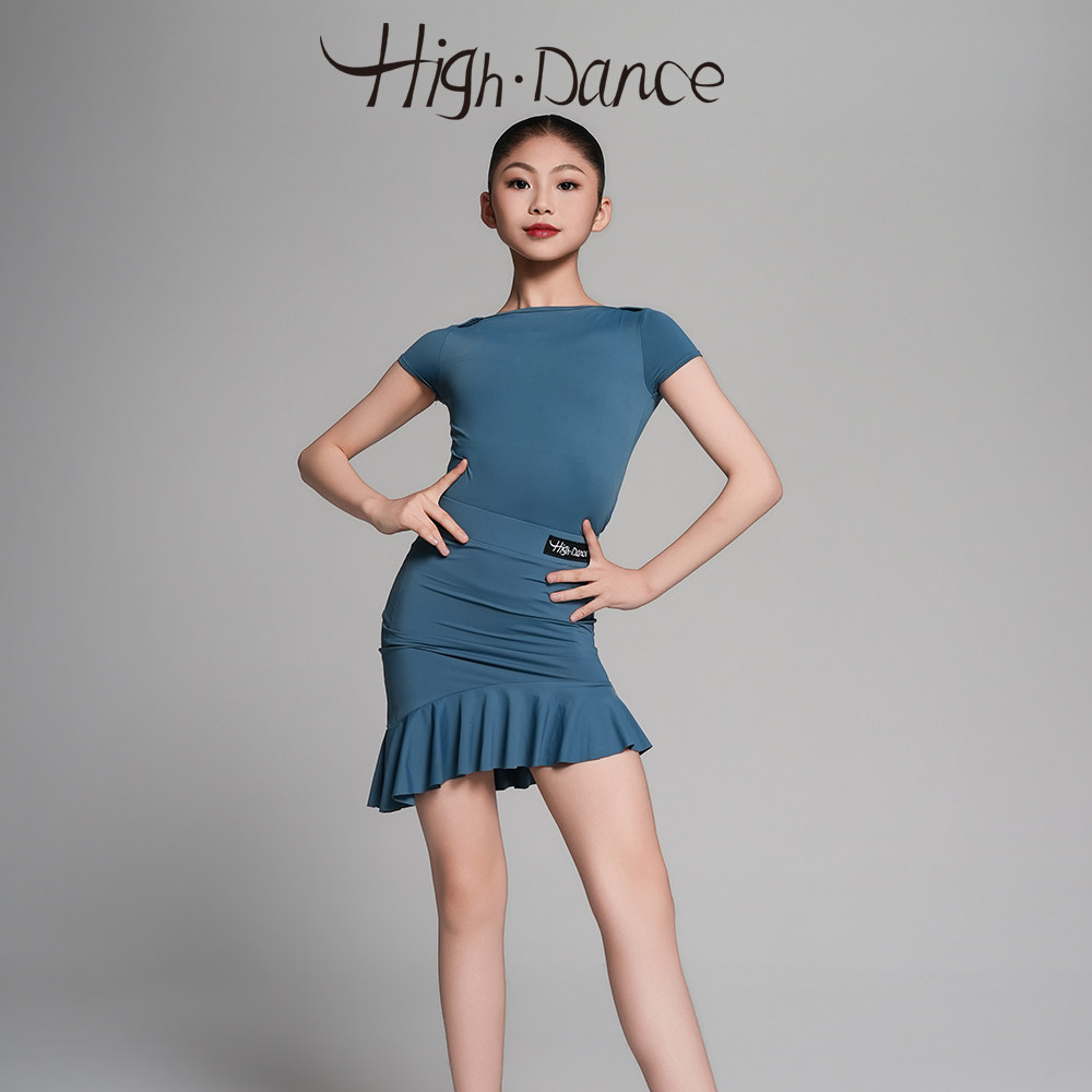 HighDance拉丁舞服儿童练功服女童荷叶边裙练习修身舞蹈服4156