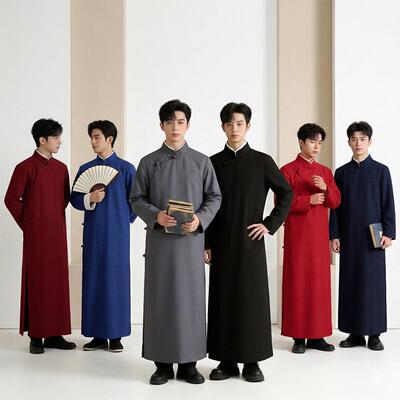 民国长衫大褂棉麻长袍马褂演出服装相声大褂觉醒年代中式国风衣服
