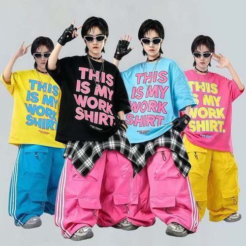 儿童街舞演出服潮服幼儿hiphop多巴胺舞蹈表演服男女童爵士舞套装