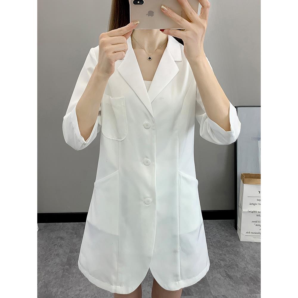 美容院工作服女医美容师高端小个子皮肤管理师纹绣薄款白大褂定制图片