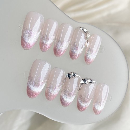 显白新款原创纯手工穿戴甲手绘猫眼款高级感小众设计