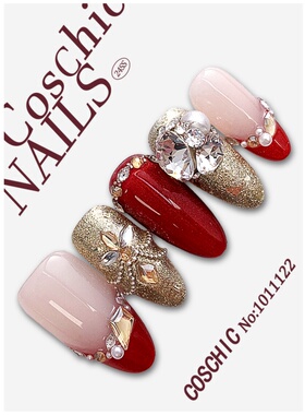 1011122赤金宫廷丨施华洛钻原创纯手工穿戴甲手绘猫眼款高级感