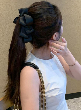 法式高级感黑色蝴蝶结头饰香蕉夹竖夹发夹女后脑勺抓夹马尾夹发饰