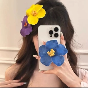 海岛伊人 扶桑花发夹女氛围感出片上镜侧边夹度假风鸡蛋花头发饰