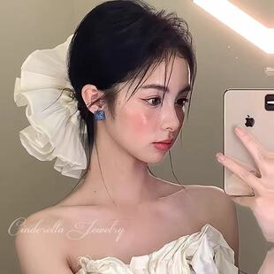 法式 超大发圈女 优雅大号褶皱宽边发圈韩风气质简约扎马尾头绳法式