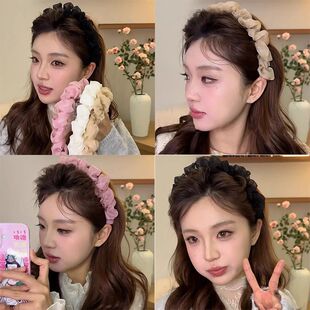 2025春夏新款网纱褶皱发箍女高颅顶带齿防滑头箍正反两戴温柔头箍