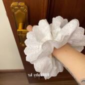 元 旦芭蕾风露丝头饰法式 蕾丝镂空发圈公主超大头花女发绳白色蕾丝