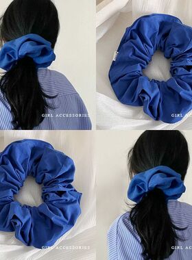 难哄章若楠同款森系蓝色大肠发圈女高级感扎头发头绳2025新款发绳