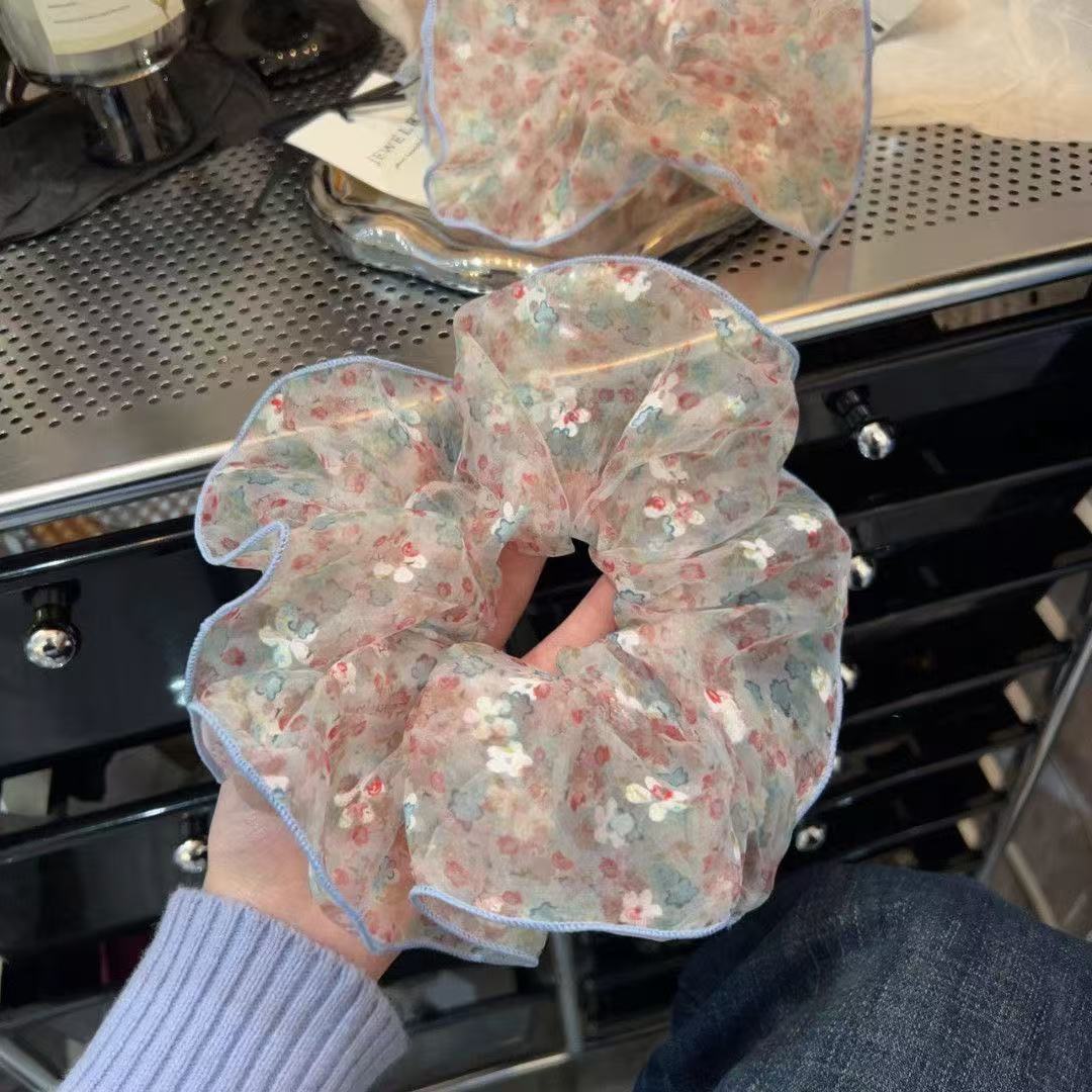 韩国蓬泡泡纱小清新碎花发圈早春新款高级感森系扎头发头饰