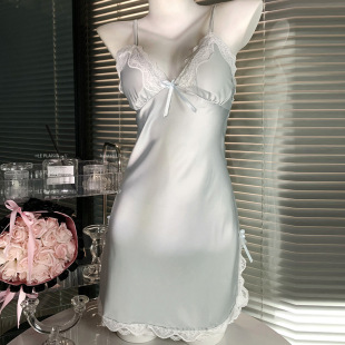 纯欲风薄睡衣女春夏季 诱人公主风甜美家居服 吊带性感蕾丝睡裙短款