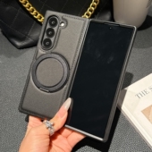 4全包素皮保护套奢华商务防摔壳保护套W24男女款 适用三星ZFold6折叠屏360度旋转磁吸金属支架手机壳fold7