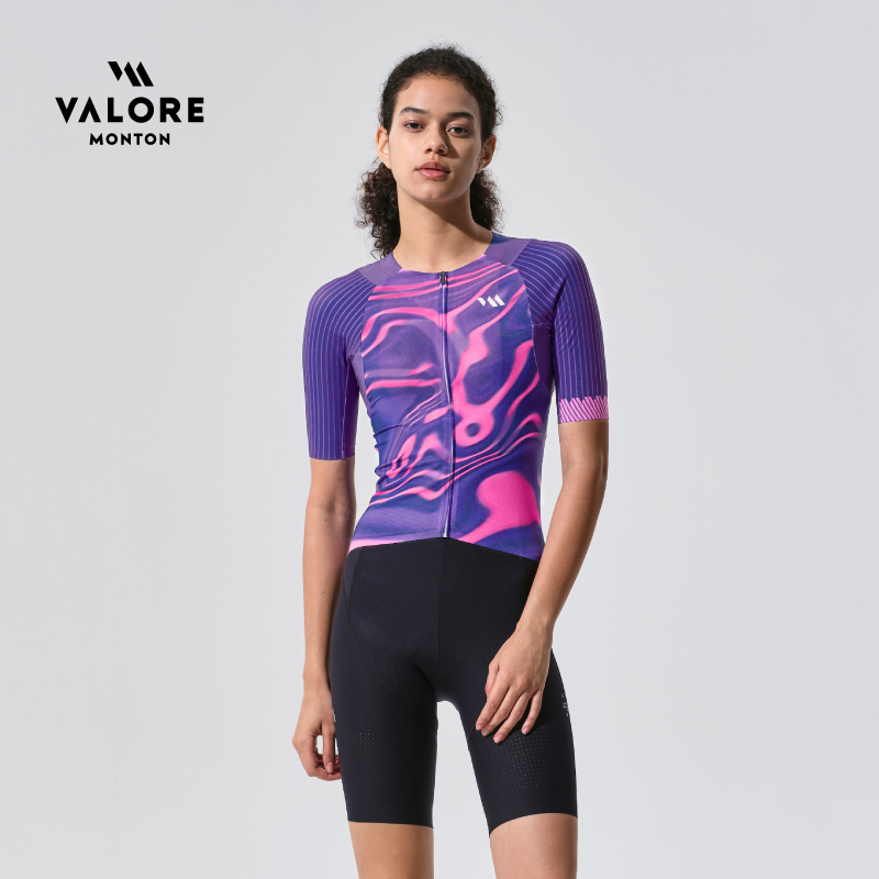 VALOREMONTON夏季透气多巴胺公路车AOE骑行服流体短袖上衣运动女