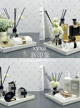 样板房浴室摆件化妆室装饰品洗手台香薰卫浴托 托盘组合套装软装