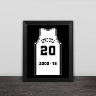 马刺系列照片墙马努吉诺比利退役球衣款实木相框家居摆件客厅桌摆