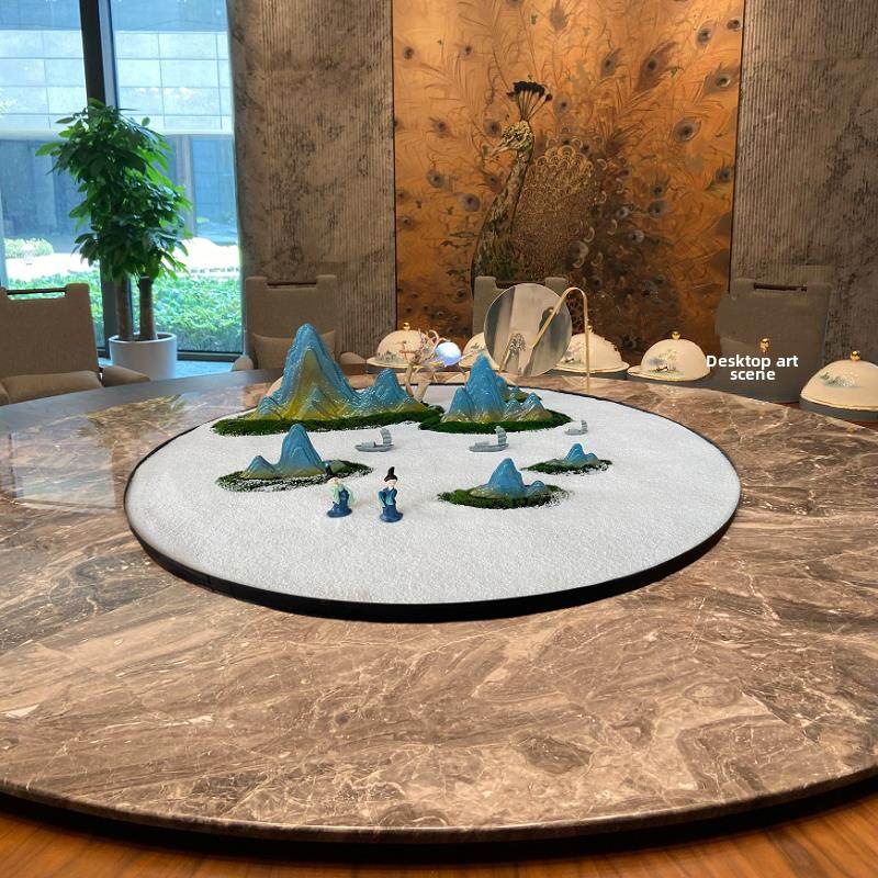 酒店大圆桌花中新中式古典桌花微缩景观转盘装饰摆件,家居饰品,餐桌花艺,淘宝优惠券,粉丝福利购,淘宝优惠卷