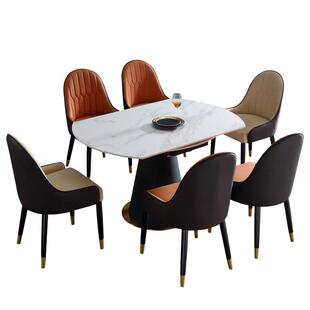 布雷尔旋转伸缩岩板餐桌椅轻奢家用现代简约客厅折叠方圆两用饭桌