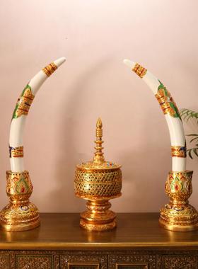 泰国工艺品手工木雕刻象牙装饰摆件泰式会所美容院玄关桌面装饰品