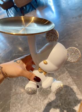 暴力熊进门玄关钥匙收纳摆件高颜值镶钻家居酒柜装饰乔迁新居礼物