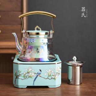 提梁煮茶壶家用幻彩陶瓷煮茶器电陶炉烧水壶 器氏喜上眉梢煮茶套装