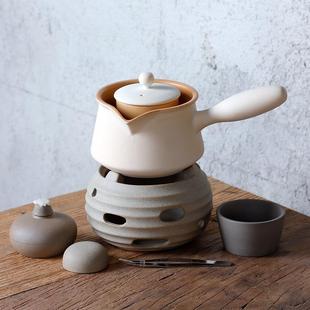 侧把煮茶壶带盖煮茶器罐罐茶陶罐陶壶家用室内围炉煮茶酒精炉底座