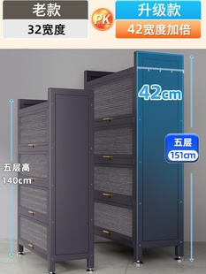 家用厨房置物架带围栏落地式 多层客厅收纳柜微波炉储物货架放锅架