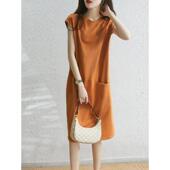 遮肚子显瘦连肩袖 外单欧货宽松连衣裙夏季 新款 减龄休闲T恤裙