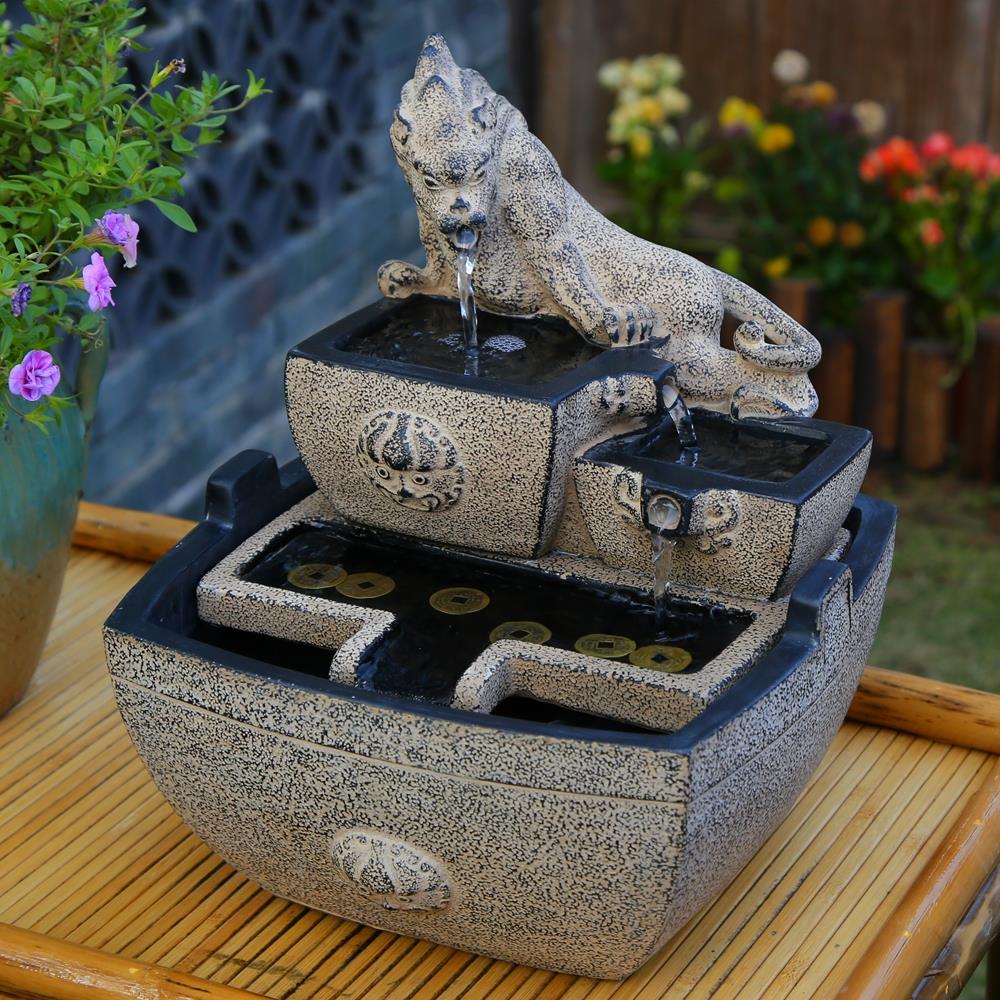 中式招财流水摆件吸水兽高档礼品开业送礼办公室前台循环水装饰