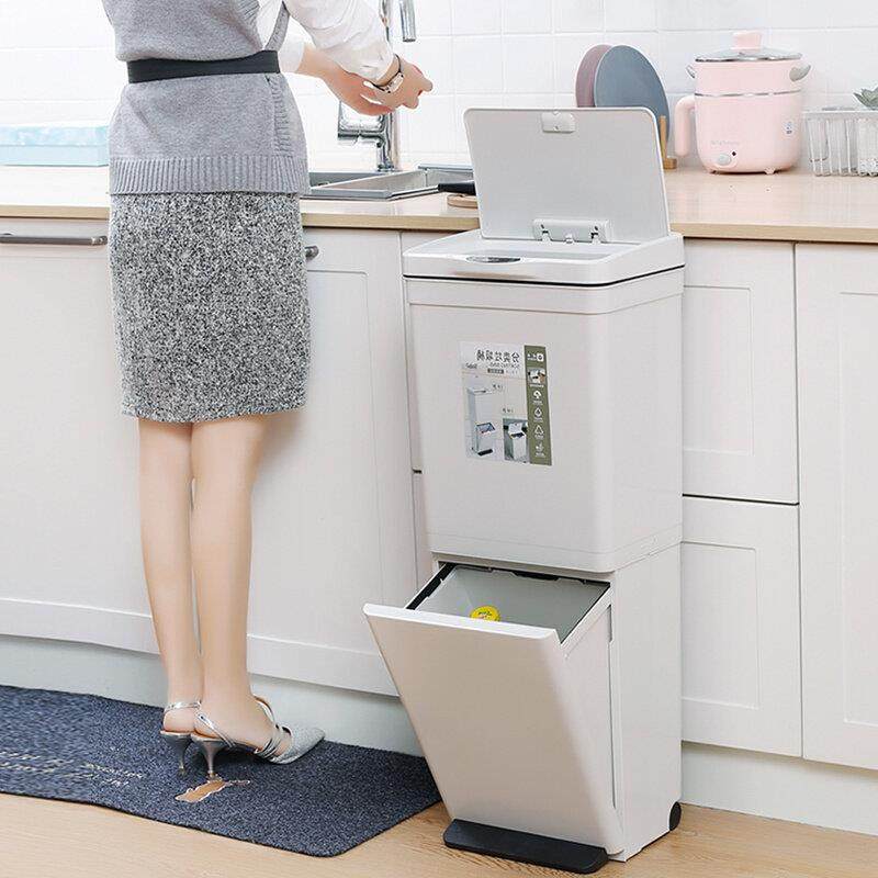 双层厨房专用g垃圾分类垃圾桶智能感应家用客厅大号脚踏自动开盖
