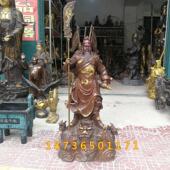 纯铜武财神九龙关公大号令旗立竖刀站龙座关羽办公室公司镇宅摆件