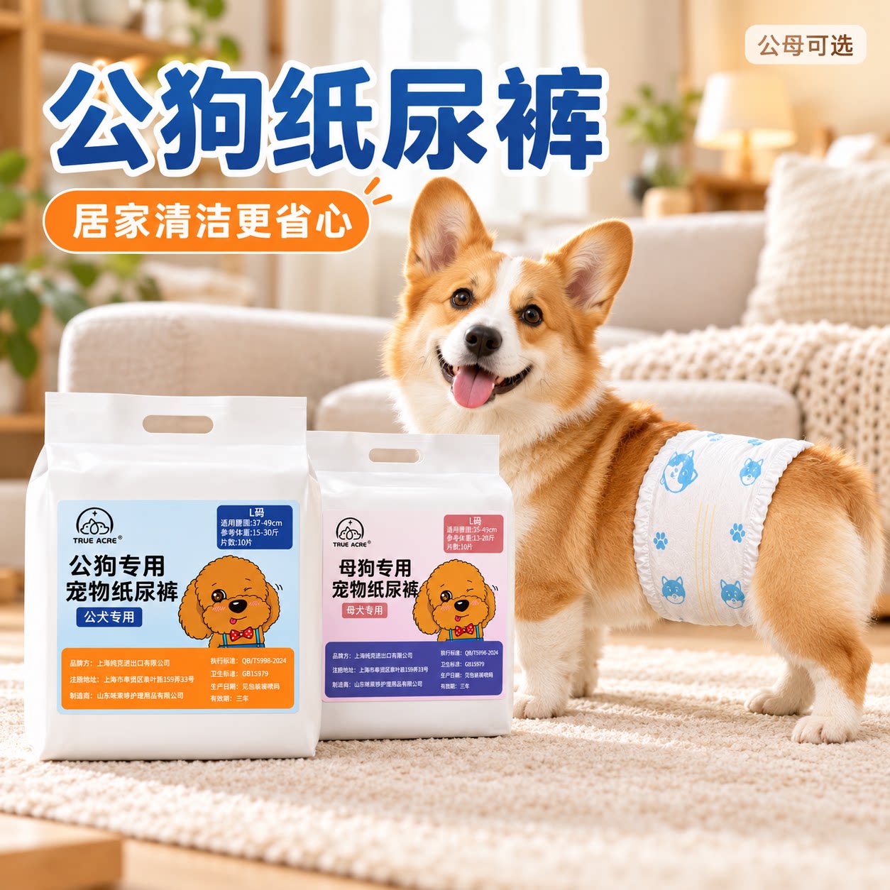 公狗纸尿裤小型犬狗狗安全裤生理裤柯基专用狗狗尿不湿宠物尿布