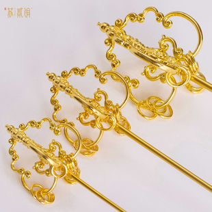 地藏王菩萨四面禅杖法器合金佛像配件锡杖家用佛堂装饰工艺品摆件