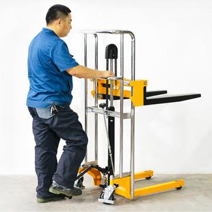 400kg手动轻型堆高车SDDJS11酒店行李车迷你型液压叉车升降平台车