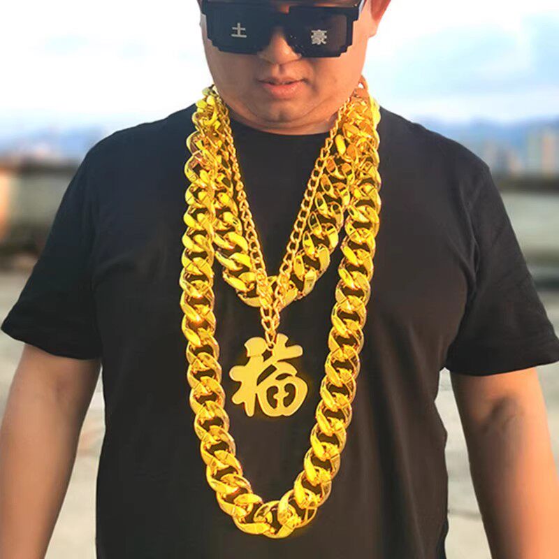 假黄金项链粗吊坠不掉色男士