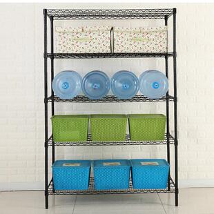 置物架落地厨房收纳架黑色网格金属架子置物架花架多功能阳台货架