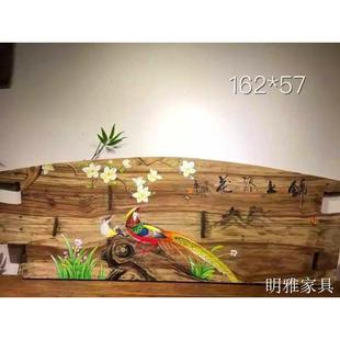 覆古做旧原木挂画风化木壁饰壁画手绘木板画漆画创意画中式禅意画