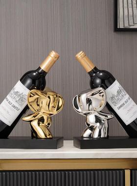 轻奢创意大象红酒酒架高档瓶托装饰品摆件客厅酒柜电视柜餐桌礼品