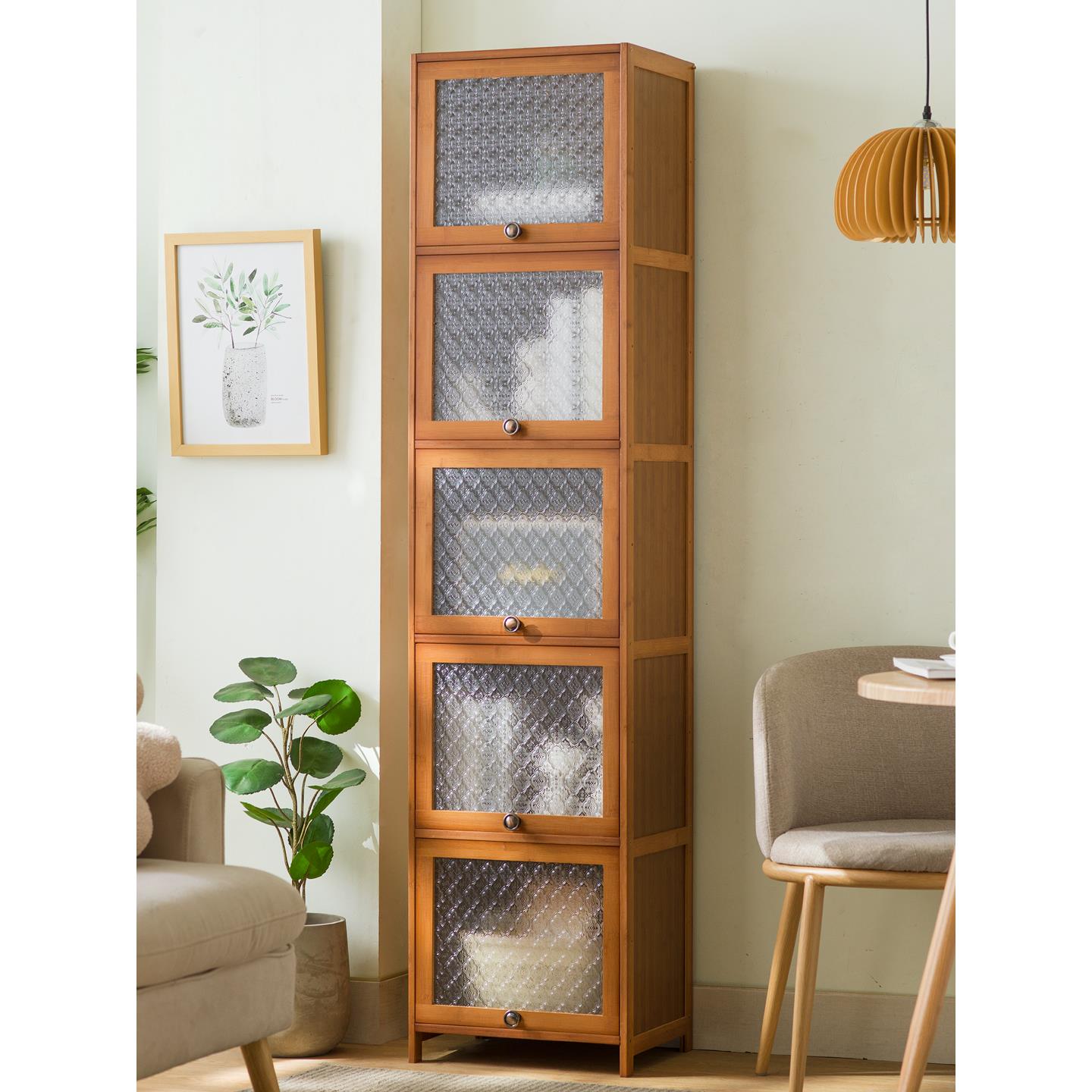 书柜现代简约带门防尘格子柜组合立柜窄柜储物柜置物书架落地实木