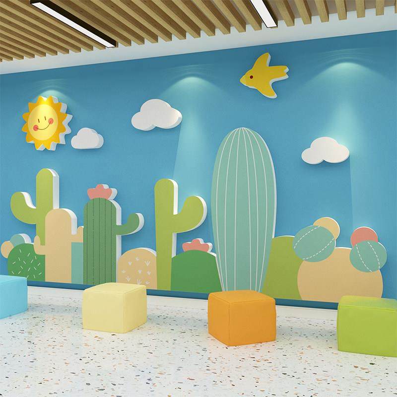 仙人掌贴幼儿园墙面装饰托管班中心形象走廊环创主题成品大厅文化,家居饰品,文化墙贴,淘宝优惠券,粉丝福利购,淘宝优惠卷