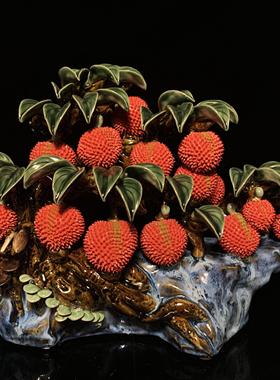 石湾公仔陶瓷满堂红摆件家居玄关客厅荔枝桌面装饰品乔迁新居礼物