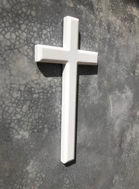 白色实木挂墙十字架 家居摆饰壁饰壁挂家庭聚会 木质十字架大型