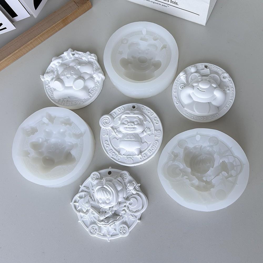 创意卡通挂牌库洛米猪猪侠挂牌矽胶模具草莓熊香薰石膏挂牌模具