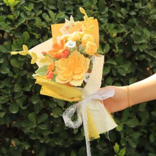 成品手工针织月季针织毛线 线花束彷真花送女朋友闺蜜妈妈中高考
