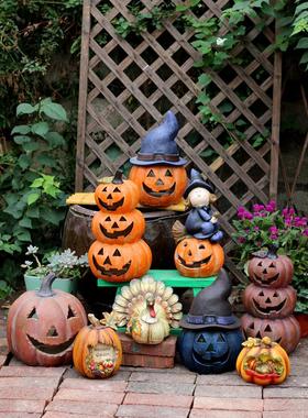花园装饰庭院南瓜草装饰品覆古万圣节覆活节烛台景观照片道具